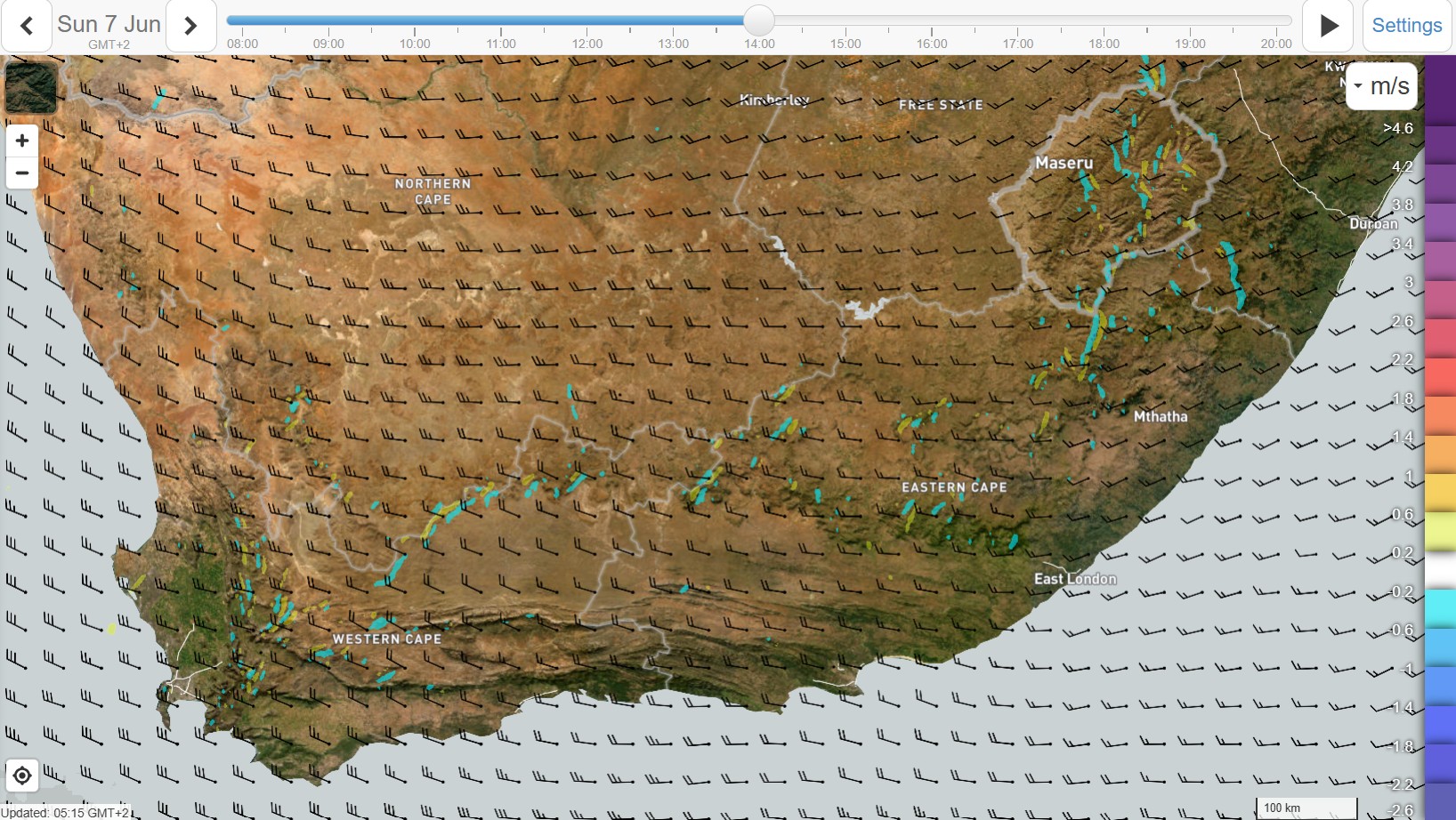 Vertical velocity and wind at 10k. Image
